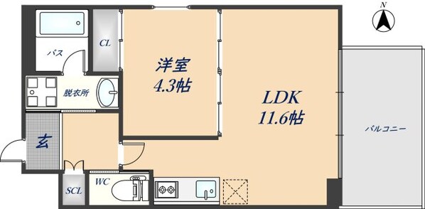 荒本駅 徒歩3分 8階の物件間取画像